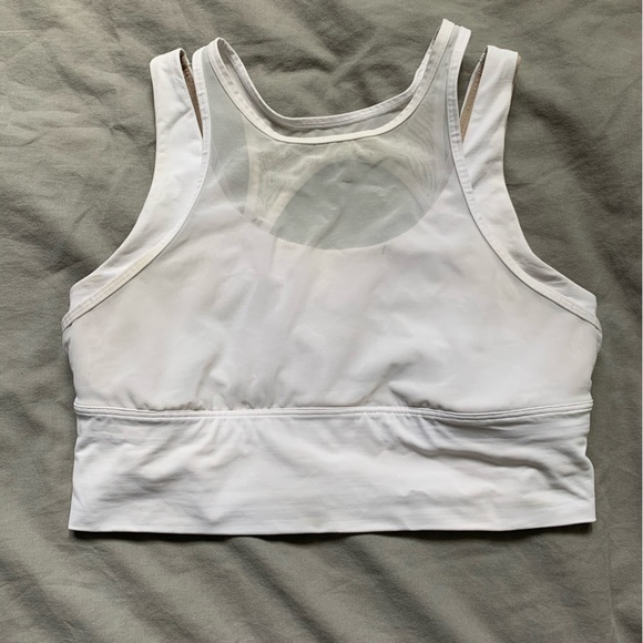 White double layer lululemon sports bra. Top layer mesh. Size 8. - Picture 1 of 3